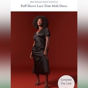 NWT NEVER WORN- Abercrombie Black Puff Sleeve Lace Trim MIDI Dress